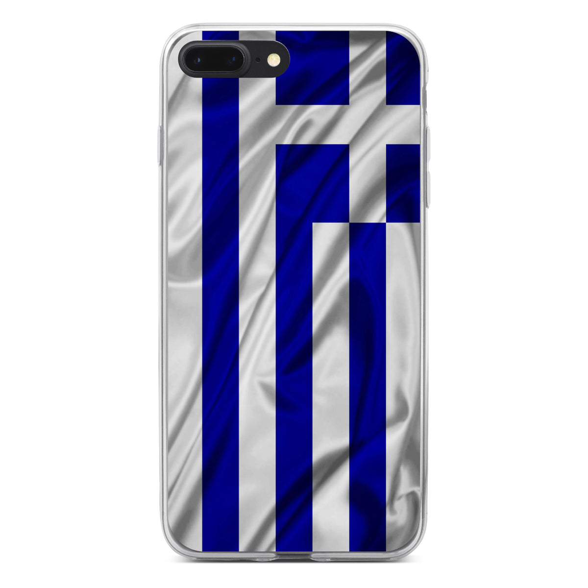 Greece Waving Flag Clear Shockproof iPhone Case, view 6