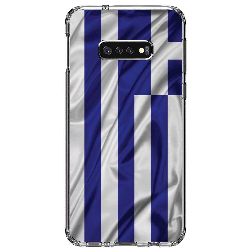 Greece Waving Flag Clear Shockproof iPhone Case, view 18