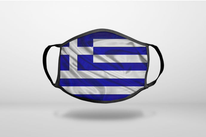 Greece Waving Flag - 3-Ply Reusable Soft Face Mask Covering, Unisex, Cotton Inner Layer