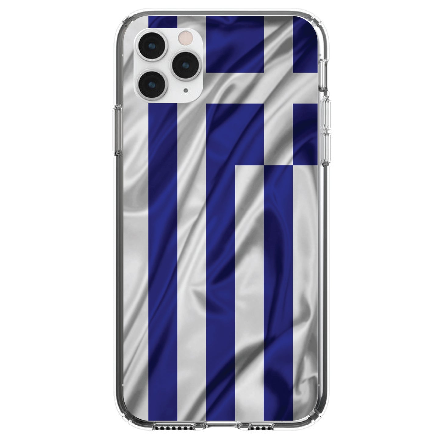 DistinctInk® Clear Shockproof Hybrid Case for Apple iPhone / Samsung Galaxy / Google Pixel - Greece Waving Flag