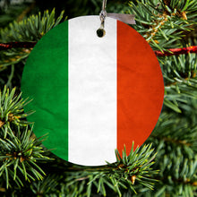 DistinctInk® Hanging Ceramic Christmas Tree Ornament with Gold String - Great Gift / Present - 2 3/4 inch Diameter - Hungary Old Flag