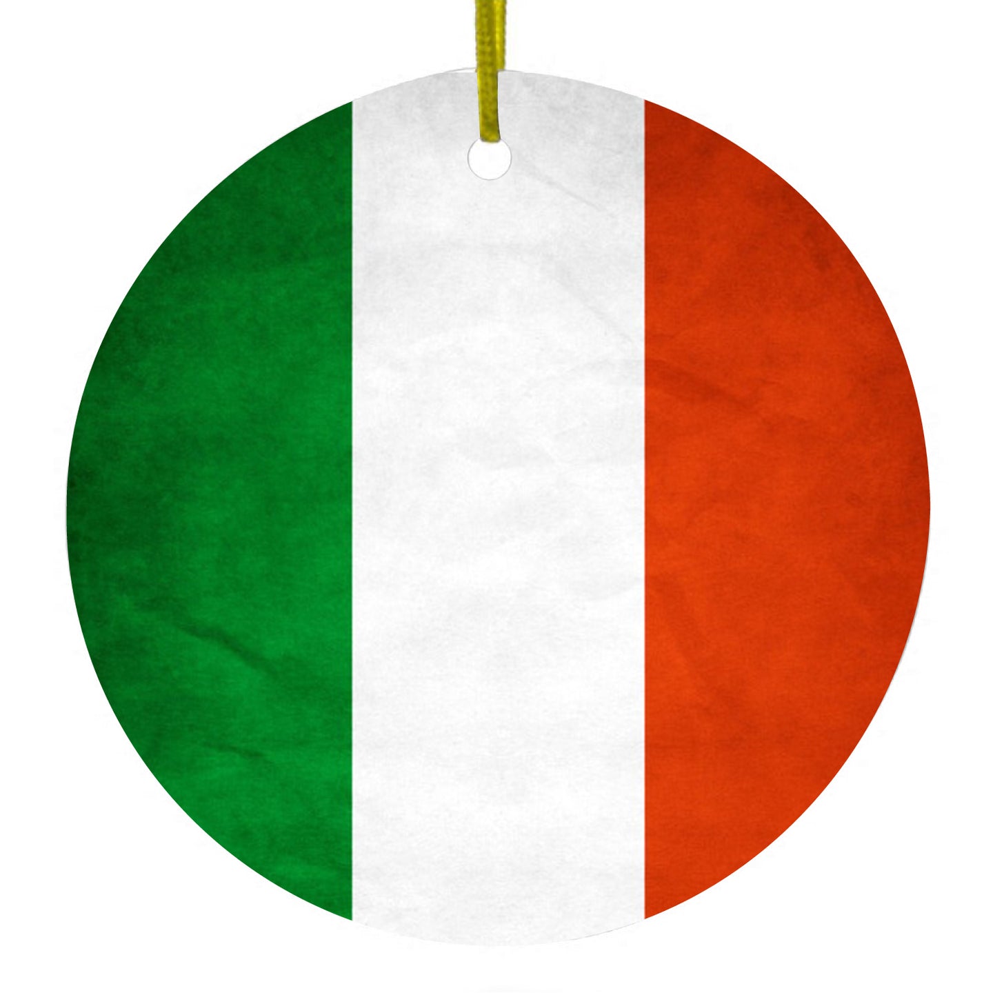 DistinctInk® Hanging Ceramic Christmas Tree Ornament with Gold String - Great Gift / Present - 2 3/4 inch Diameter - Hungary Old Flag