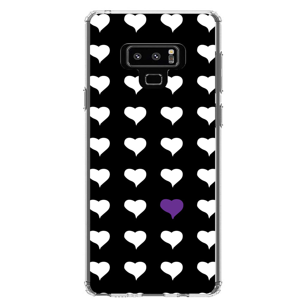 Purple White Black Repeating Hearts Clear Shockproof iPhone Case, view 11