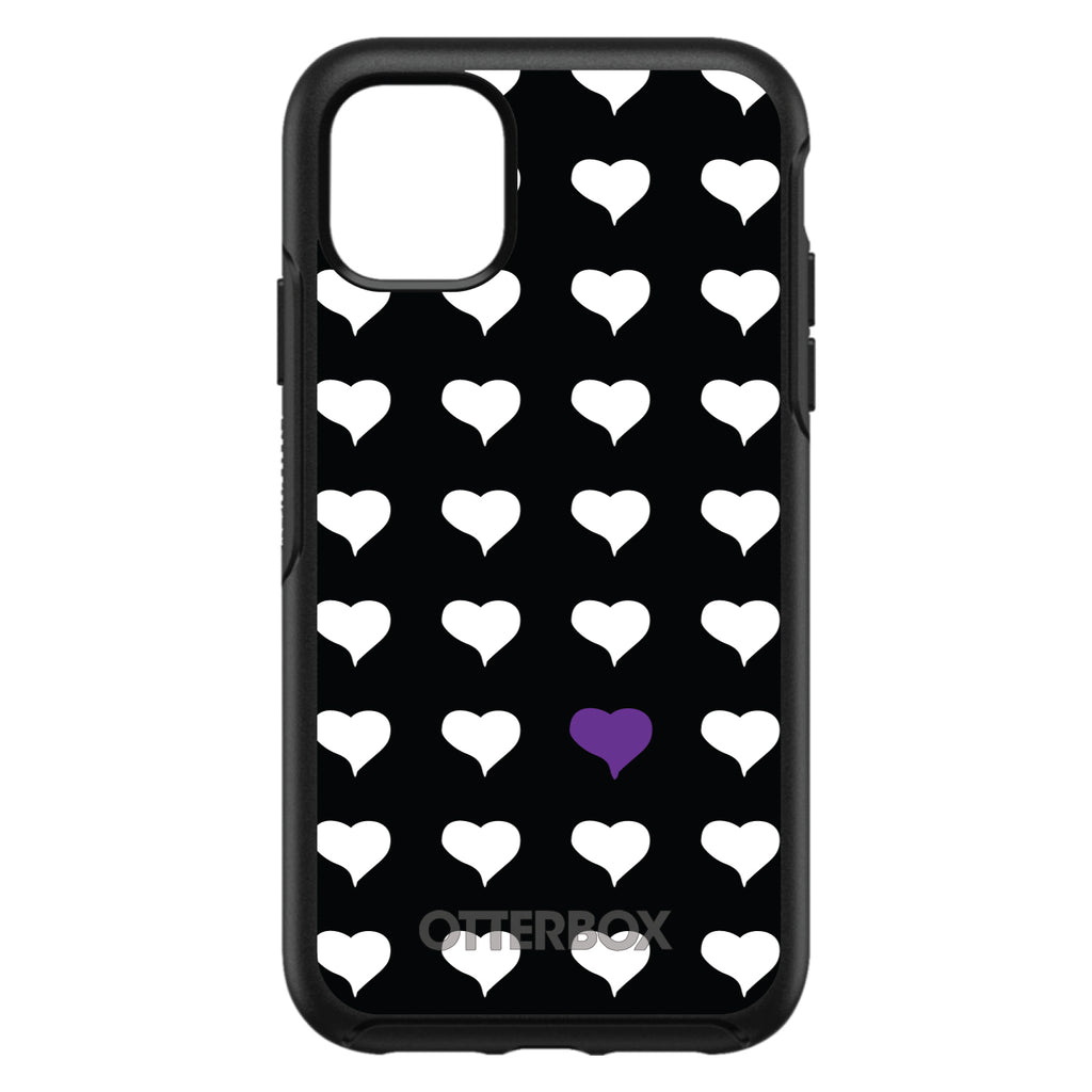 Purple White Black Repeating Hearts OtterBox Symmetry Case for iPhone & Galaxy