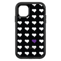 Purple White Black Repeating Hearts OtterBox Defender Case for iPhone & Galaxy