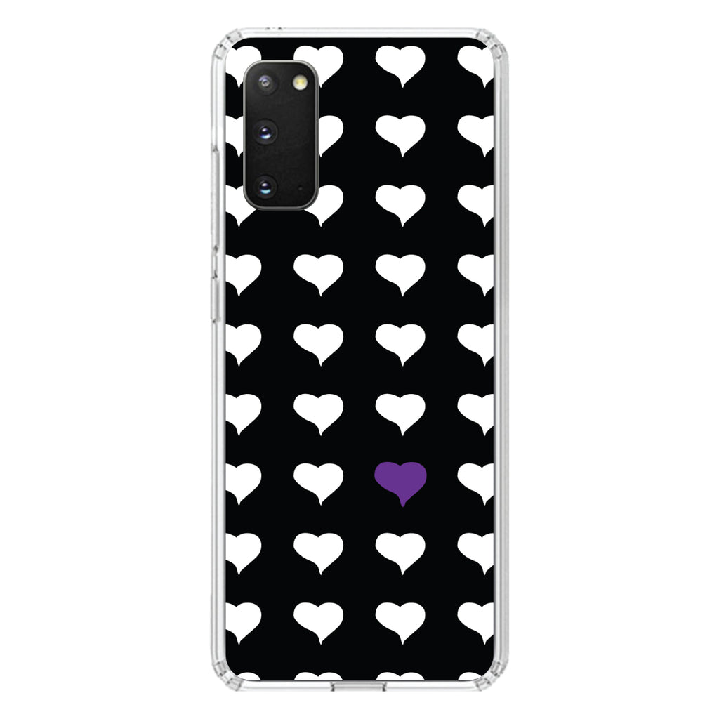 Purple White Black Repeating Hearts Clear Shockproof iPhone Case, view 15