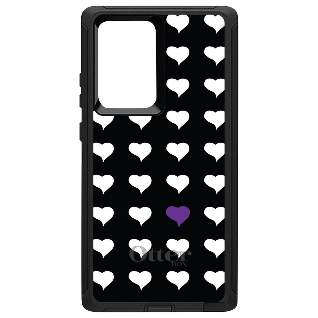 Purple White Black Repeating Hearts OtterBox Defender Case for iPhone & Galaxy, view 9