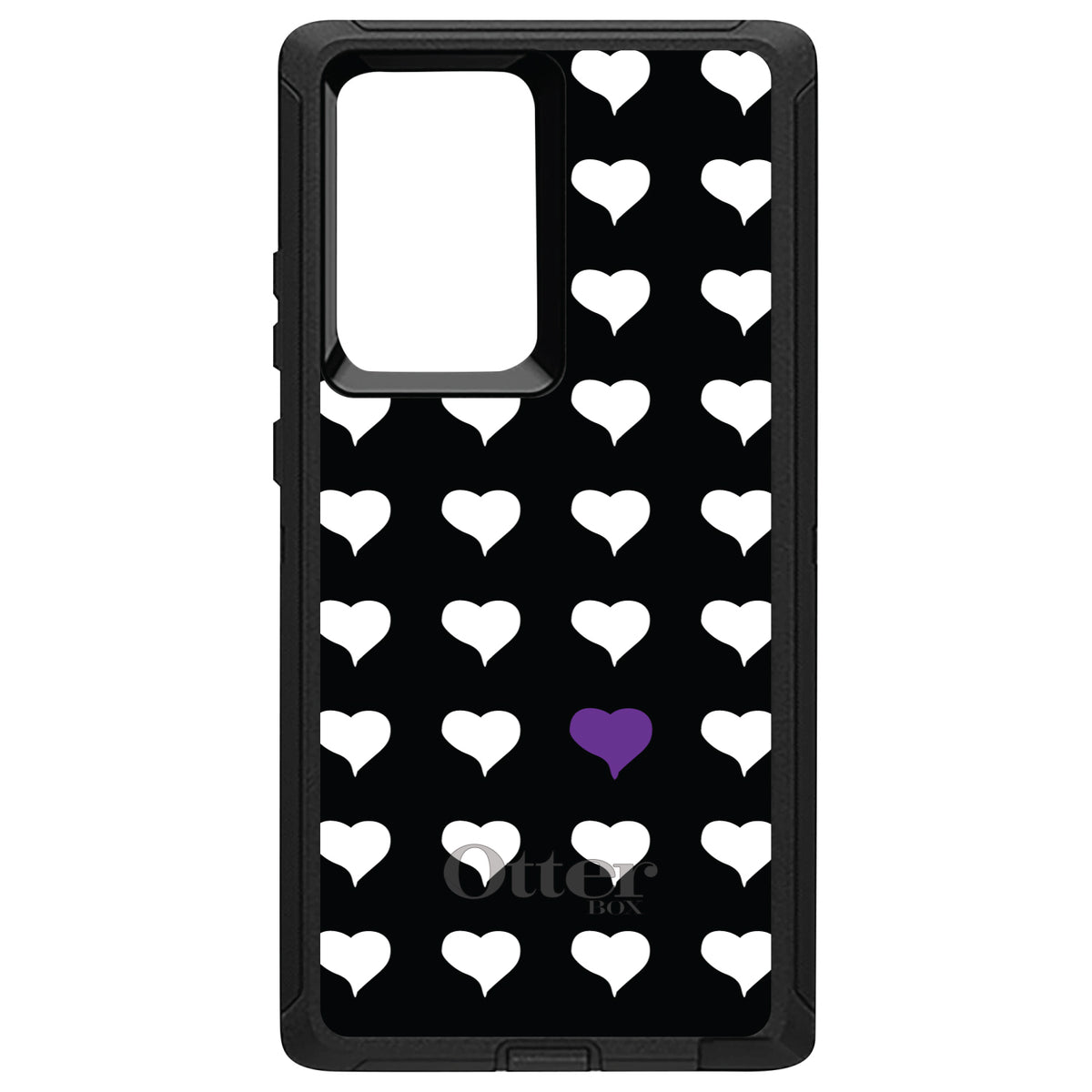 Purple White Black Repeating Hearts OtterBox Defender Case for iPhone & Galaxy, view 9