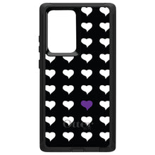 DistinctInk™ OtterBox Defender Series Case for Apple iPhone / Samsung Galaxy / Google Pixel - Purple White Black Repeating Hearts