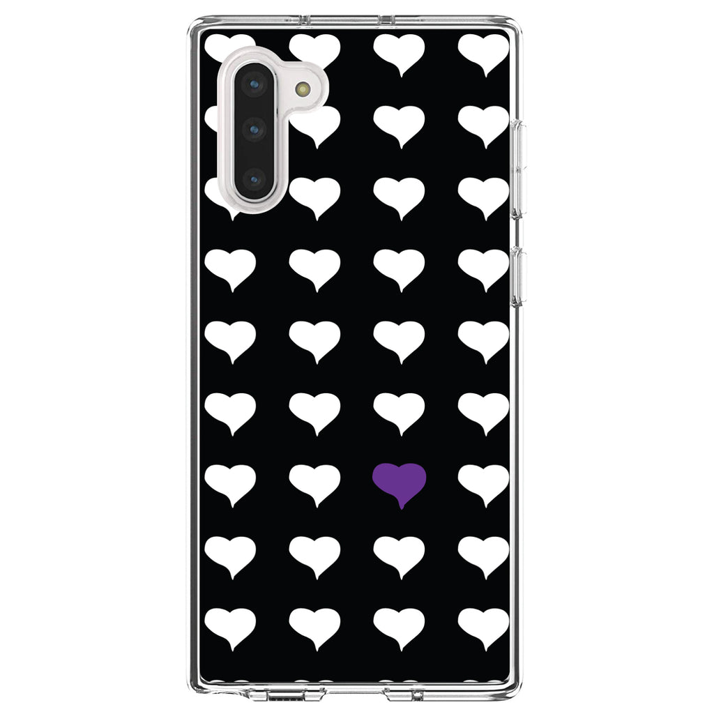 Purple White Black Repeating Hearts Clear Shockproof iPhone Case, view 9