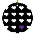 Purple White Black Repeating Hearts Ceramic Ornament