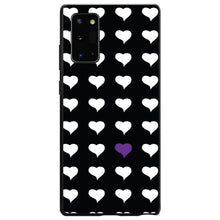 DistinctInk® Hard Plastic Snap-On Case for Apple iPhone or Samsung Galaxy - Purple White Black Repeating Hearts
