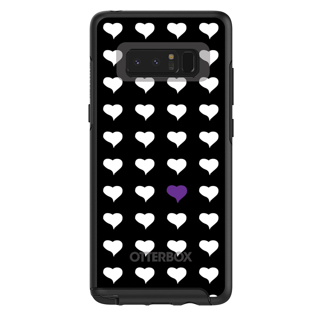Purple White Black Repeating Hearts OtterBox Symmetry Case for iPhone & Galaxy, view 14
