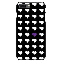 DistinctInk® Hard Plastic Snap-On Case for Apple iPhone or Samsung Galaxy - Purple White Black Repeating Hearts