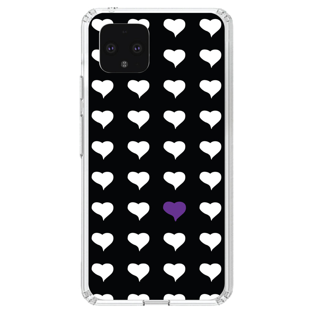 Purple White Black Repeating Hearts Clear Shockproof iPhone Case, view 23