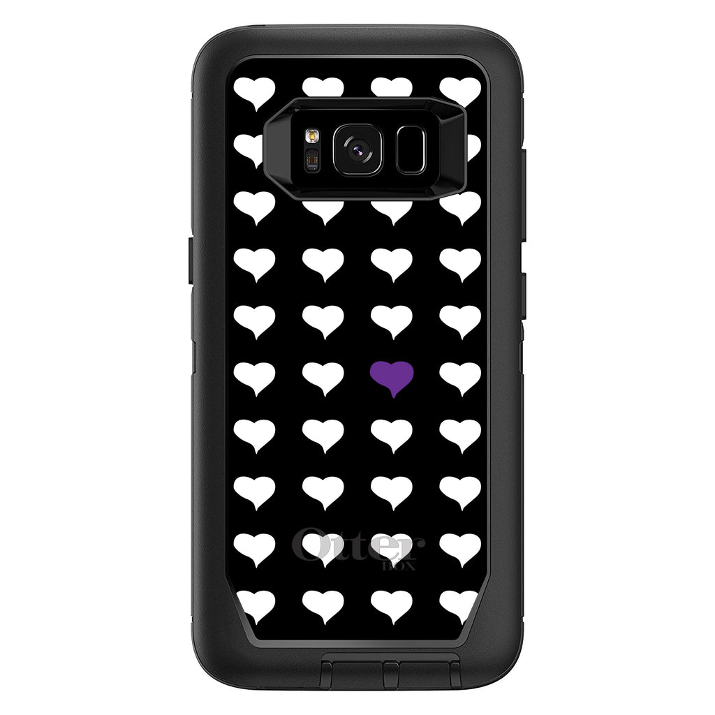 Purple White Black Repeating Hearts OtterBox Defender Case for iPhone & Galaxy, view 8