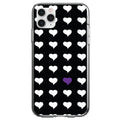 Purple White Black Repeating Hearts Clear Shockproof iPhone Case