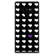 DistinctInk® Hard Plastic Snap-On Case for Apple iPhone or Samsung Galaxy - Purple White Black Repeating Hearts