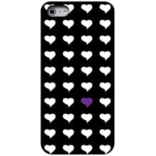 DistinctInk® Hard Plastic Snap-On Case for Apple iPhone or Samsung Galaxy - Purple White Black Repeating Hearts