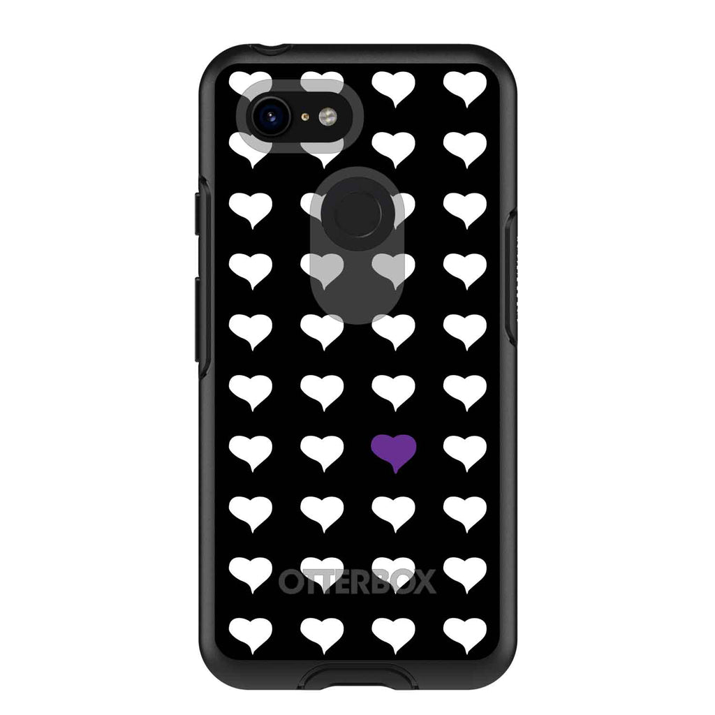 Purple White Black Repeating Hearts OtterBox Symmetry Case for iPhone & Galaxy, view 15
