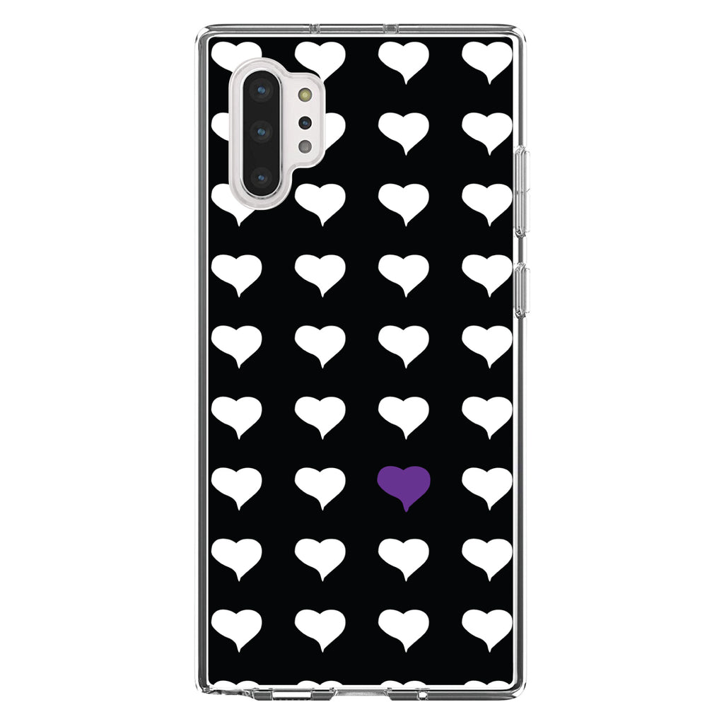 Purple White Black Repeating Hearts Clear Shockproof iPhone Case, view 10