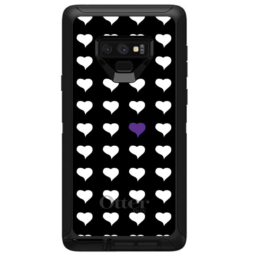 Purple White Black Repeating Hearts OtterBox Defender Case for iPhone & Galaxy, view 12