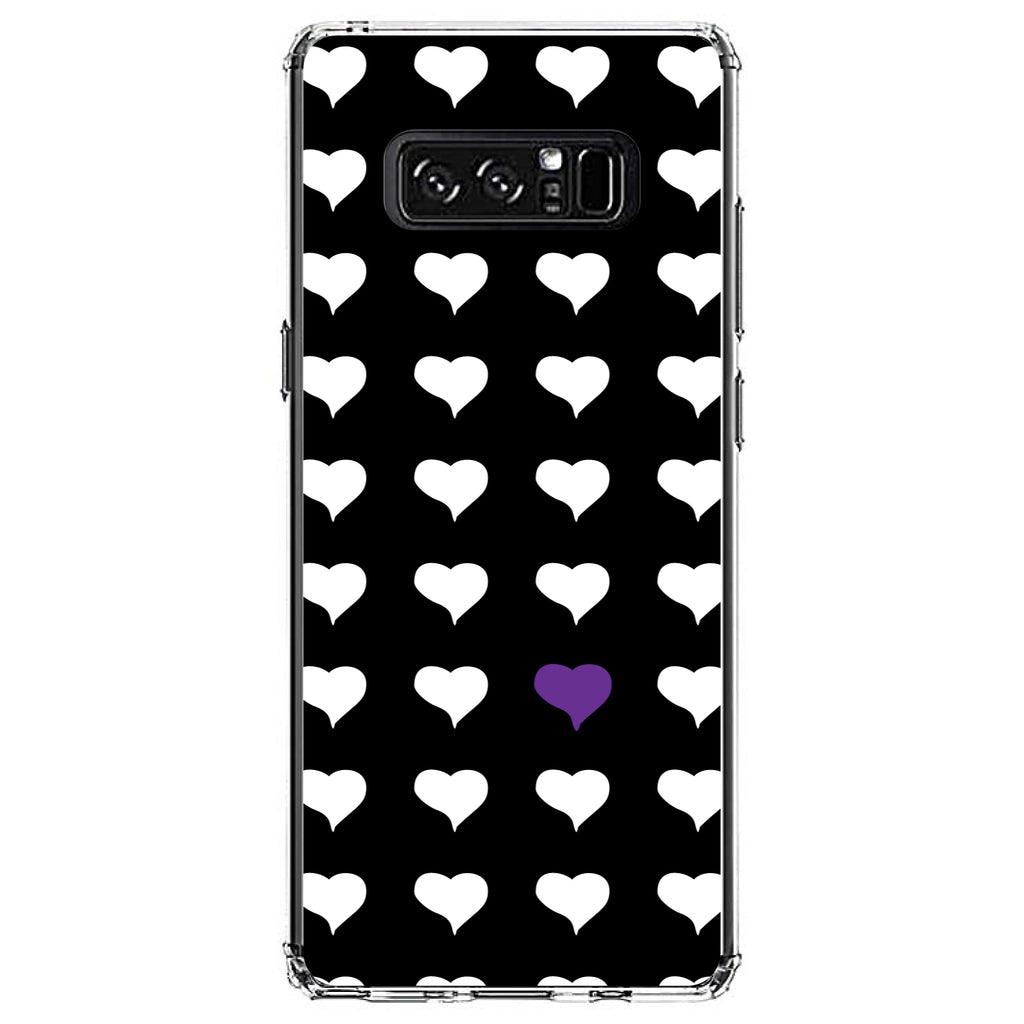 Purple White Black Repeating Hearts Clear Shockproof iPhone Case, view 12
