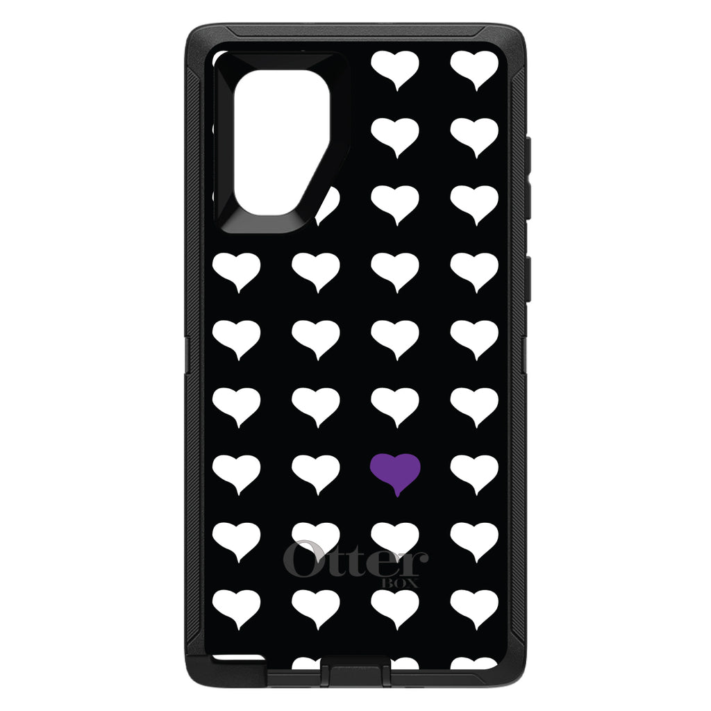 Purple White Black Repeating Hearts OtterBox Defender Case for iPhone & Galaxy, view 10