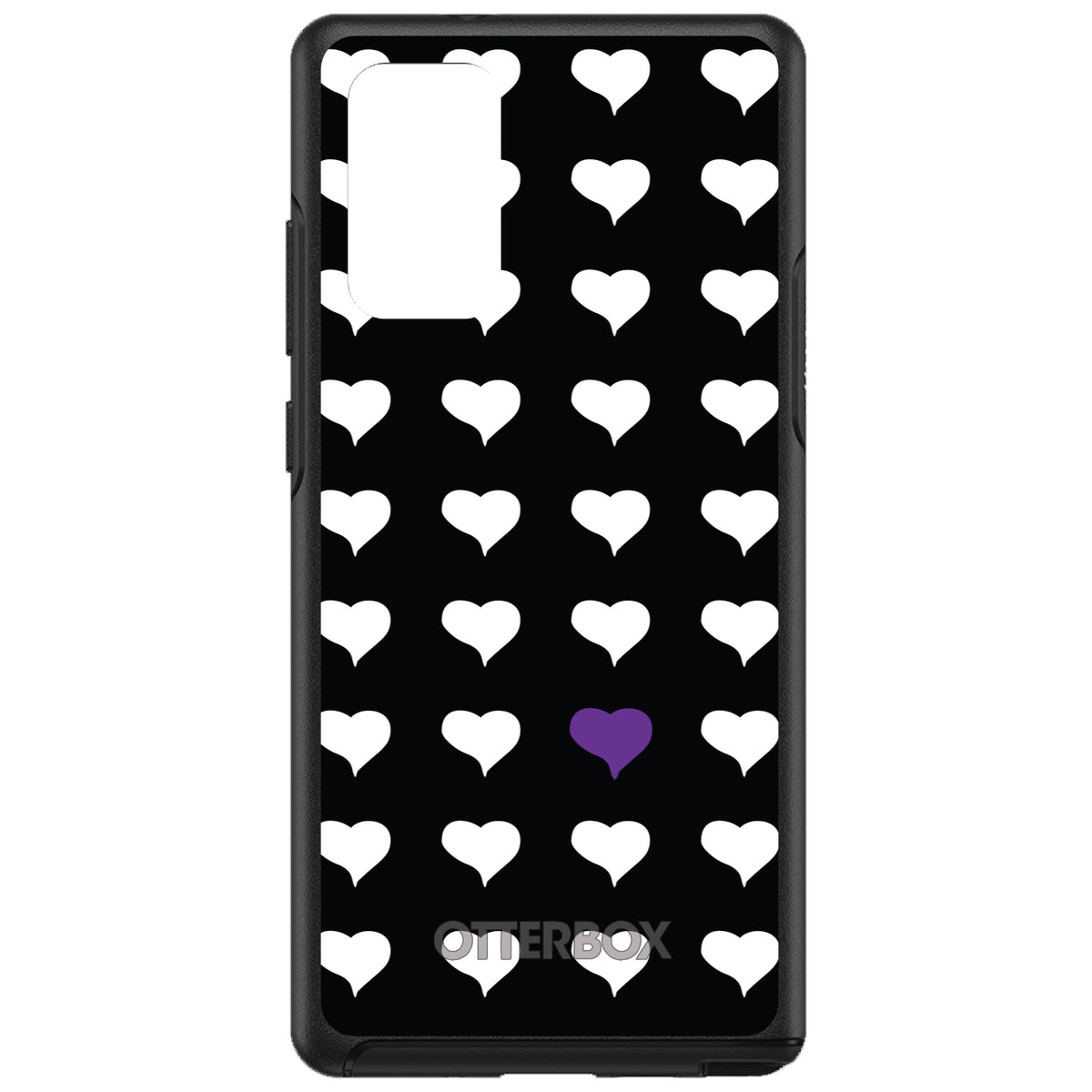 Purple White Black Repeating Hearts OtterBox Symmetry Case for iPhone & Galaxy, view 10
