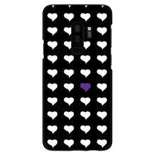DistinctInk® Hard Plastic Snap-On Case for Apple iPhone or Samsung Galaxy - Purple White Black Repeating Hearts