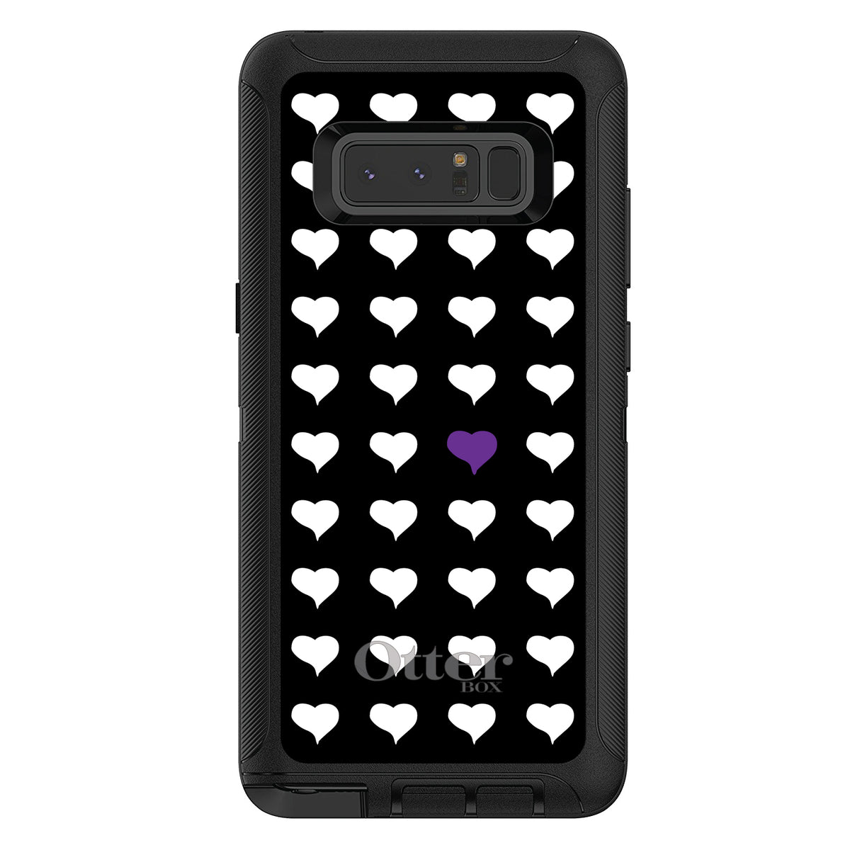 Purple White Black Repeating Hearts OtterBox Defender Case for iPhone & Galaxy, view 13