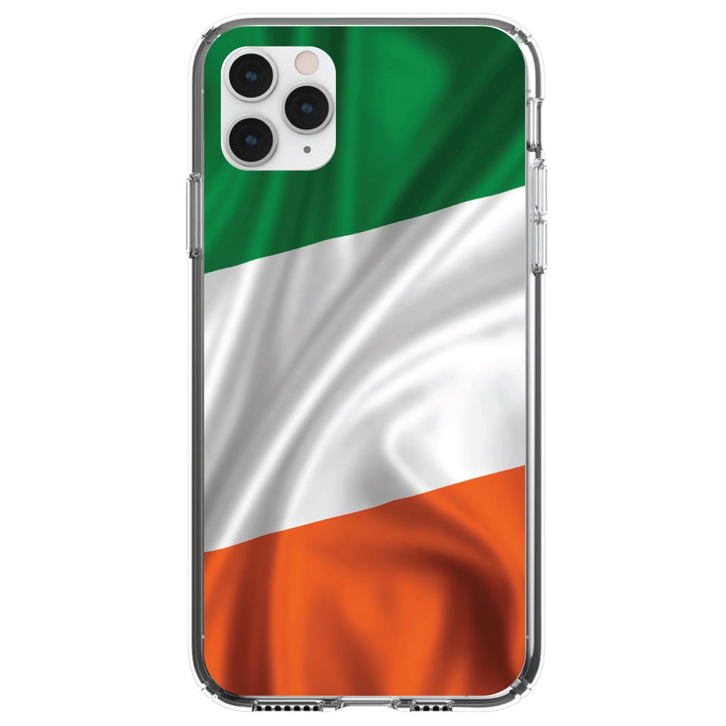 DistinctInk® Clear Shockproof Hybrid Case for Apple iPhone / Samsung Galaxy / Google Pixel - Ireland Waving Flag