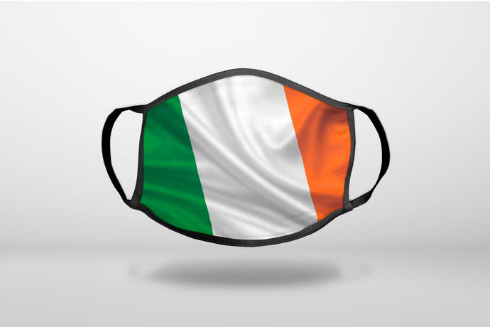 Ireland Waving Flag - 3-Ply Reusable Soft Face Mask Covering, Unisex, Cotton Inner Layer