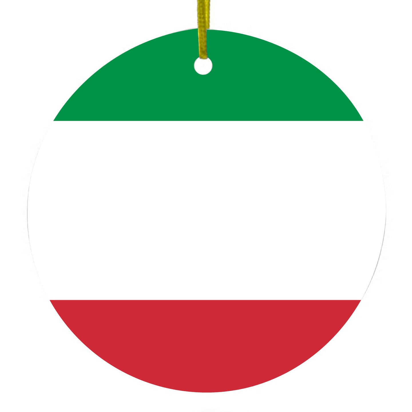 DistinctInk® Hanging Ceramic Christmas Tree Ornament with Gold String - Great Gift / Present - 2 3/4 inch Diameter - Italy Flag Red White Green