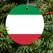 DistinctInk® Hanging Ceramic Christmas Tree Ornament with Gold String - Great Gift / Present - 2 3/4 inch Diameter - Italy Flag Red White Green