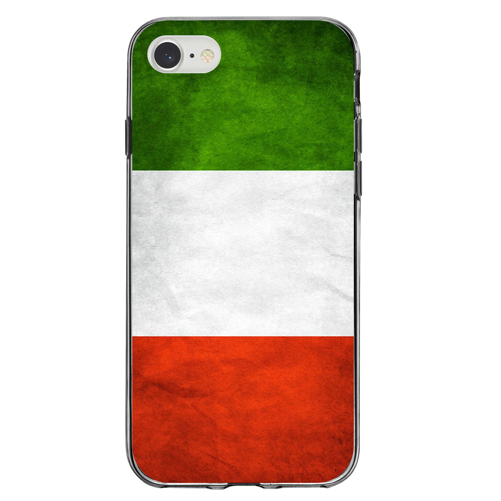 Italy Flag Old Weathered Red White Green Clear Shockproof iPhone Case, view 5