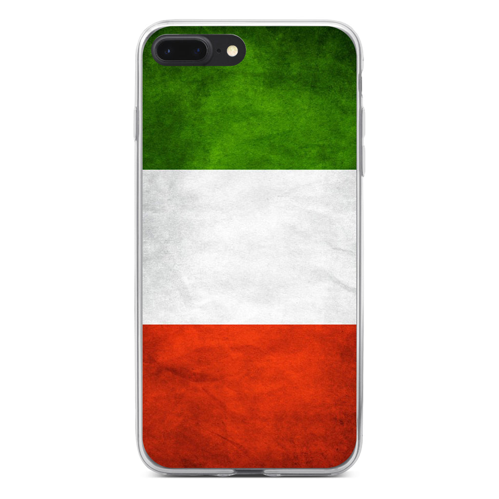 Italy Flag Old Weathered Red White Green Clear Shockproof iPhone Case, view 6