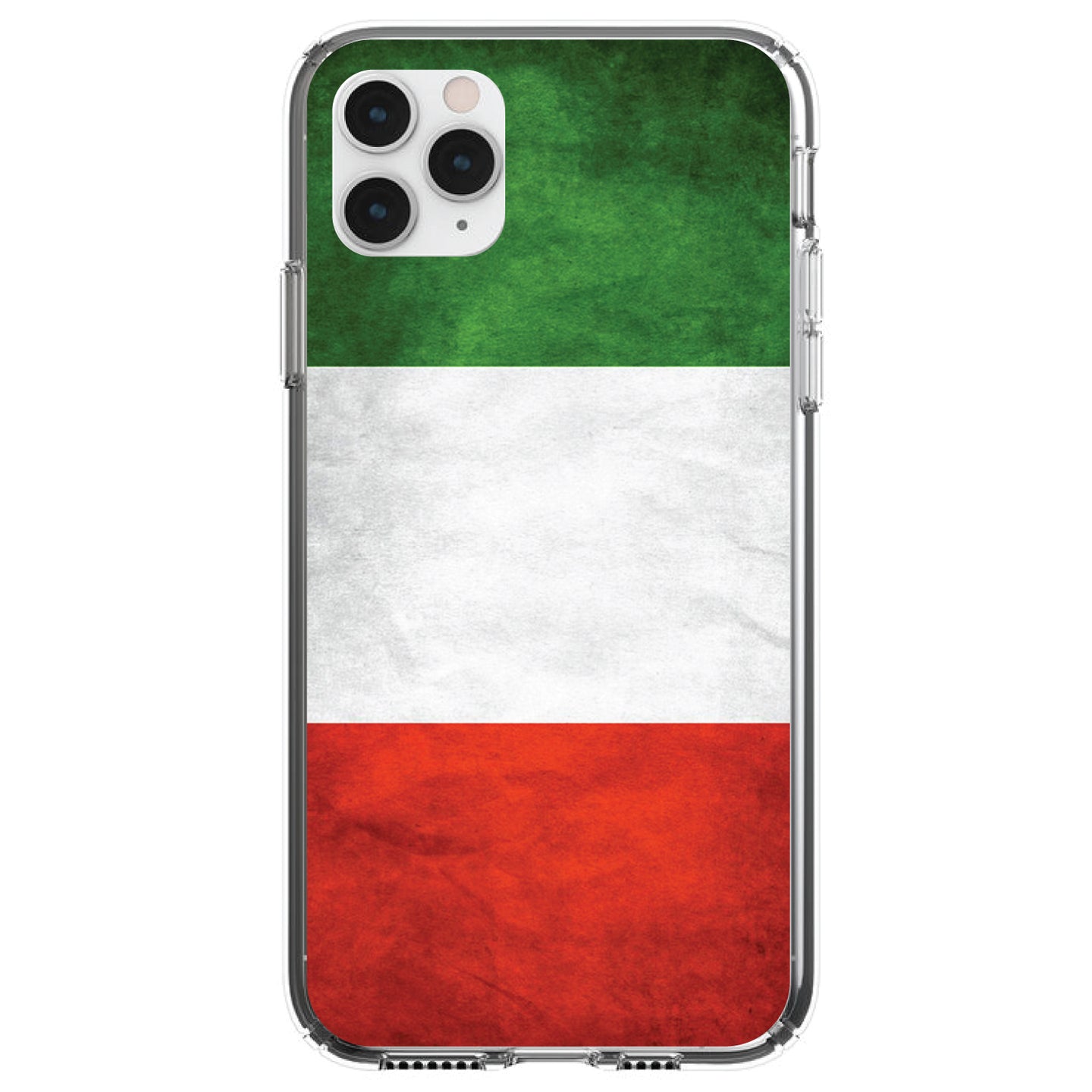 DistinctInk® Clear Shockproof Hybrid Case for Apple iPhone / Samsung Galaxy / Google Pixel - Italy Flag Old Weathered Red White Green