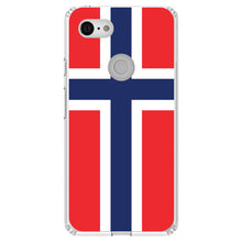 DistinctInk® Clear Shockproof Hybrid Case for Apple iPhone / Samsung Galaxy / Google Pixel - Norway Flag Red White Blue