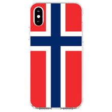 DistinctInk® Clear Shockproof Hybrid Case for Apple iPhone / Samsung Galaxy / Google Pixel - Norway Flag Red White Blue
