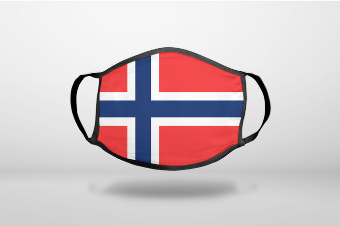 Norway Flag Red White Blue - 3-Ply Reusable Soft Face Mask Covering, Unisex, Cotton Inner Layer