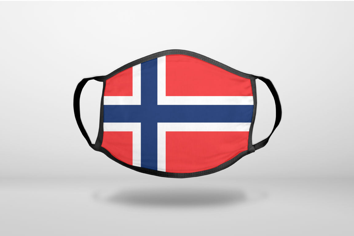 Norway Flag Red White Blue - 3-Ply Reusable Soft Face Mask Covering, Unisex, Cotton Inner Layer