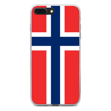 DistinctInk® Clear Shockproof Hybrid Case for Apple iPhone / Samsung Galaxy / Google Pixel - Norway Flag Red White Blue