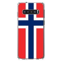 DistinctInk® Clear Shockproof Hybrid Case for Apple iPhone / Samsung Galaxy / Google Pixel - Norway Flag Red White Blue