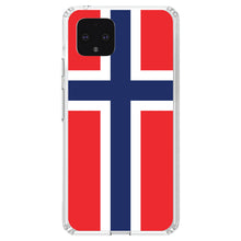 DistinctInk® Clear Shockproof Hybrid Case for Apple iPhone / Samsung Galaxy / Google Pixel - Norway Flag Red White Blue