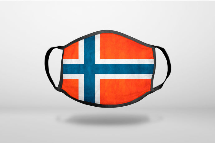Norway Old Flag Red White Blue - 3-Ply Reusable Soft Face Mask Covering, Unisex, Cotton Inner Layer