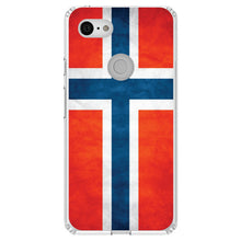 DistinctInk® Clear Shockproof Hybrid Case for Apple iPhone / Samsung Galaxy / Google Pixel - Norway Old Flag Red White Blue