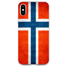 DistinctInk® Clear Shockproof Hybrid Case for Apple iPhone / Samsung Galaxy / Google Pixel - Norway Old Flag Red White Blue