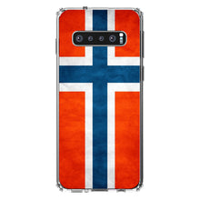 DistinctInk® Clear Shockproof Hybrid Case for Apple iPhone / Samsung Galaxy / Google Pixel - Norway Old Flag Red White Blue
