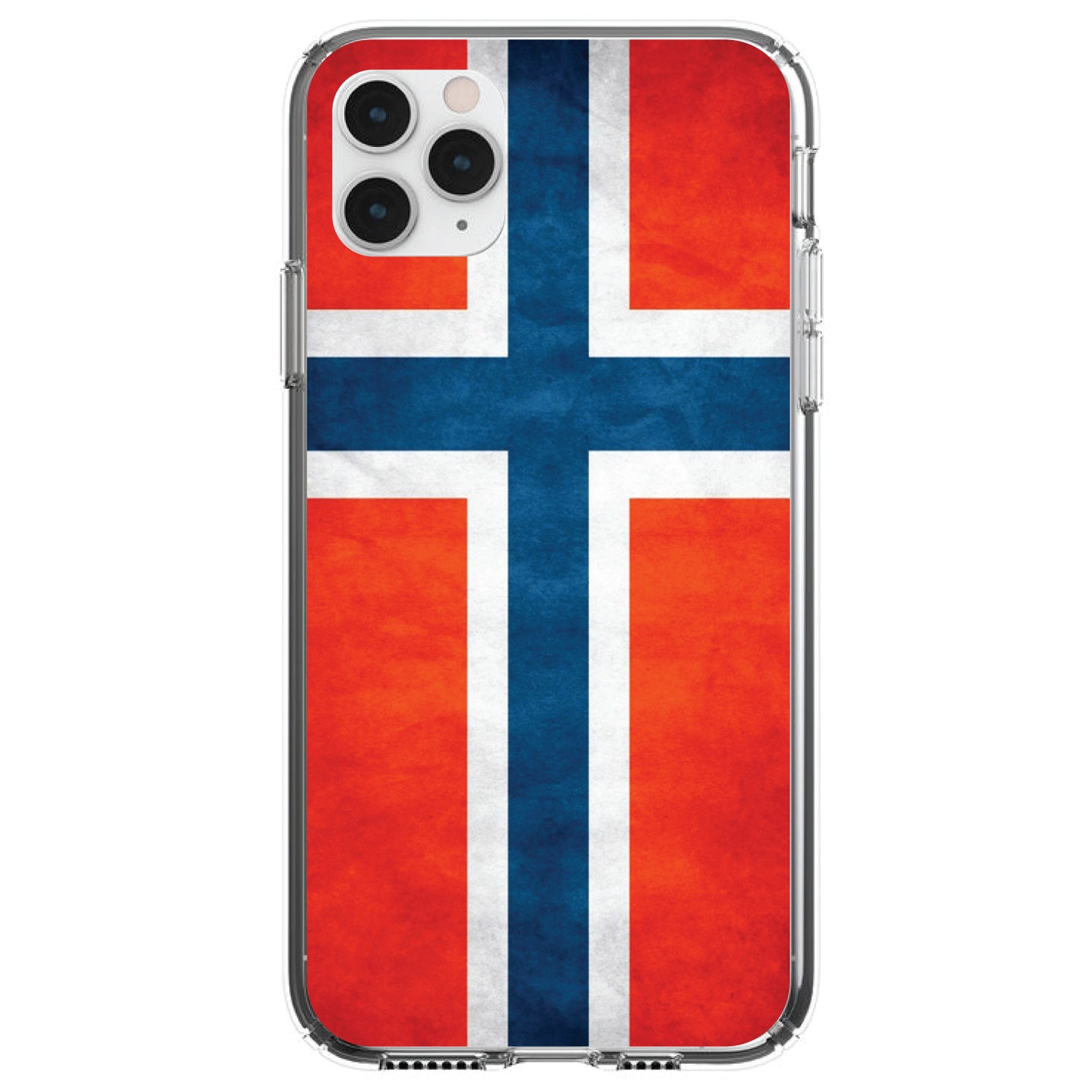 DistinctInk® Clear Shockproof Hybrid Case for Apple iPhone / Samsung Galaxy / Google Pixel - Norway Old Flag Red White Blue